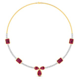 Ivana Jewels Necklaces Yellow Gold / 14KT Round Cut Diamond & Gemstone Necklace