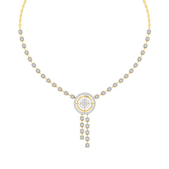 Ivana Jewels Necklaces Yellow Gold / 14KT Round Diamond Pendant Y-Necklace