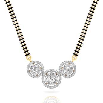 Ivana Jewels Necklaces Yellow Gold / 14KT Three Circle Of Round Diamond Mangal sutra Pendant
