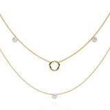 Ivana Jewels Necklaces Yellow Gold / 14KT Triple Layer Chain Necklace with Circles