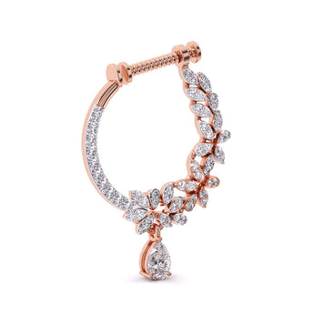 Ivana Jewels Nose Pin Fancy Shape & Round Diamond Nose Pin