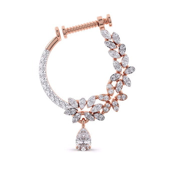 Ivana Jewels Nose Pin Rose Gold / 14KT Fancy Shape & Round Diamond Nose Pin
