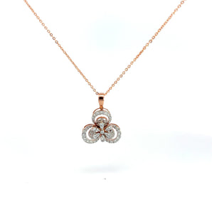 Ivana Jewels Pendant Crystal-Encrusted Clover Pendant Necklace in Rose Gold
