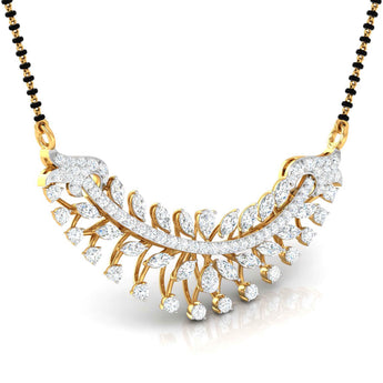 Ivana Jewels Pendant Fancy & Round Diamond Leaf Mangalsutra