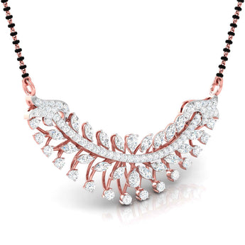 Ivana Jewels Pendant Fancy & Round Diamond Leaf Mangalsutra