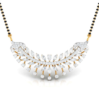 Ivana Jewels Pendant Yellow Gold / 14KT Fancy & Round Diamond Leaf Mangalsutra