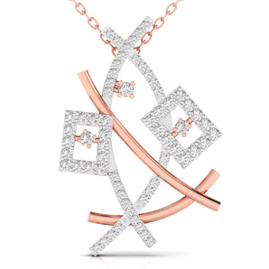 Ivana Jewels Pendants Rose Gold / 14KT Round Cut Diamond Crossover Pendant