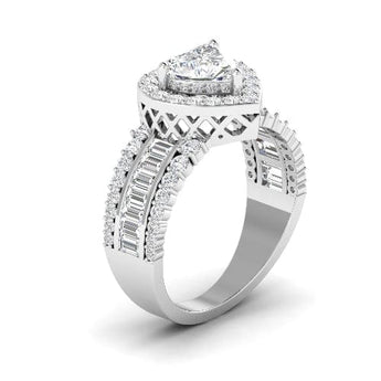 Ivana Jewels Ring Heart Cut Diamond Engagement Ring with Baguette Side Stones