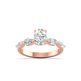 Ivana Jewels Ring Rose Gold / 14KT Classic Oval Diamond Ring with Accents