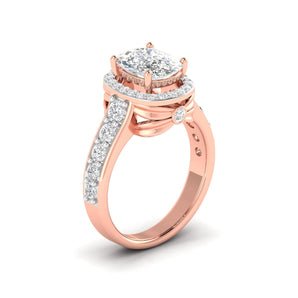 Ivana Jewels Ring Rose Gold / 14KT Cushion Cut Diamond Double Halo Ring