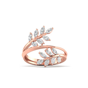 Ivana Jewels Ring Rose Gold / 14KT Delicate Diamond Leaf Ring