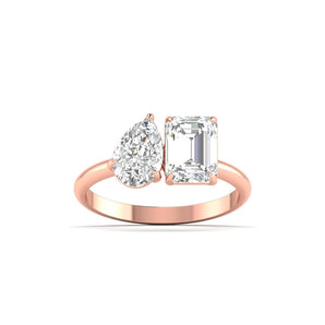 Ivana Jewels Ring Rose Gold / 14KT Emerald & Pear Diamond Ring