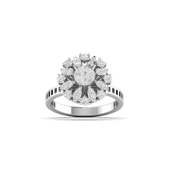 Ivana Jewels Ring White Gold / 14KT Brilliant Diamond Flower Cocktail Ring