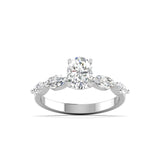 Ivana Jewels Ring White Gold / 14KT Classic Oval Diamond Ring with Accents