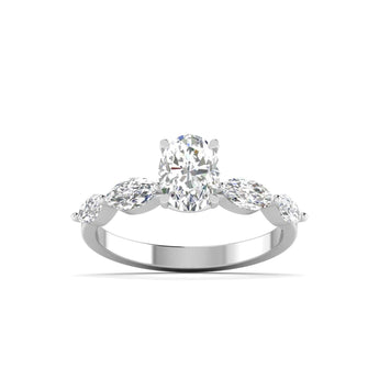 Ivana Jewels Ring White Gold / 14KT Classic Oval Diamond Ring with Accents