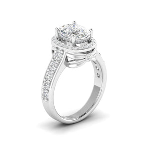 Ivana Jewels Ring White Gold / 14KT Cushion Cut Diamond Double Halo Ring