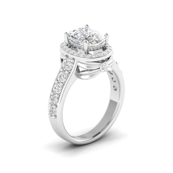 Ivana Jewels Ring White Gold / 14KT Cushion Cut Diamond Double Halo Ring