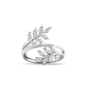 Ivana Jewels Ring White Gold / 14KT Delicate Diamond Leaf Ring