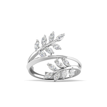 Ivana Jewels Ring White Gold / 14KT Delicate Diamond Leaf Ring