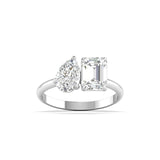 Ivana Jewels Ring White Gold / 14KT Emerald & Pear Diamond Ring