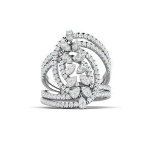 Ivana Jewels Ring White Gold / 14KT Openwork Diamond Statement Ring