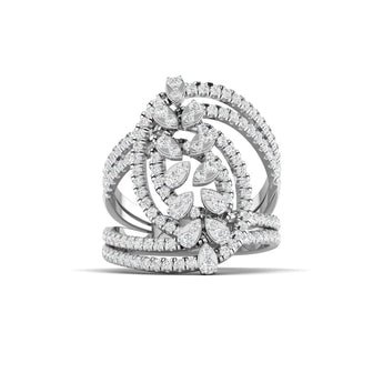 Ivana Jewels Ring White Gold / 14KT Openwork Diamond Statement Ring