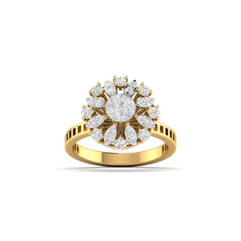 Ivana Jewels Ring Yellow Gold / 14KT Brilliant Diamond Flower Cocktail Ring