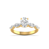 Ivana Jewels Ring Yellow Gold / 14KT Classic Oval Diamond Ring with Accents