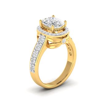 Ivana Jewels Ring Yellow Gold / 14KT Cushion Cut Diamond Double Halo Ring