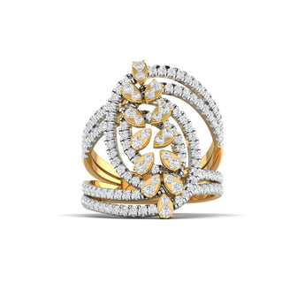 Ivana Jewels Ring Yellow Gold / 14KT Openwork Diamond Statement Ring