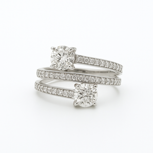Ivana Jewels Rings 1.42 Carat Round Cut Diamond Open Two Layer Ring