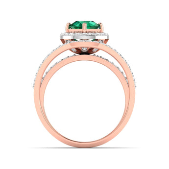 Ivana Jewels Rings 1.5 Carat Emerald Diamond Gold Ring