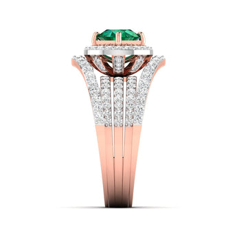 Ivana Jewels Rings 1.5 Carat Emerald Diamond Gold Ring