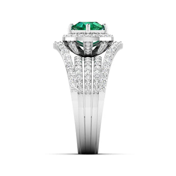 Ivana Jewels Rings 1.5 Carat Emerald Diamond Gold Ring