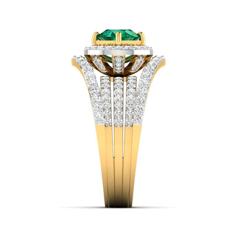 Ivana Jewels Rings 1.5 Carat Emerald Diamond Gold Ring