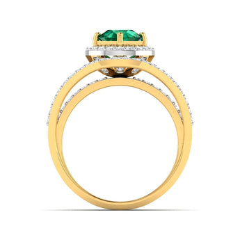 Ivana Jewels Rings 1.5 Carat Emerald Diamond Gold Ring