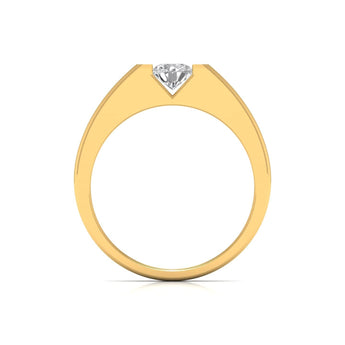 Ivana Jewels Rings 50 Pointers Centre Solitaire Round Diamond Wide Band Ring