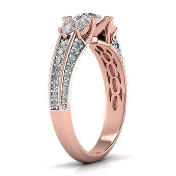 Ivana Jewels Rings 50 Pointers Princess and Pear Halo Ring