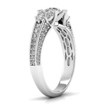 Ivana Jewels Rings 50 Pointers Princess and Pear Halo Ring