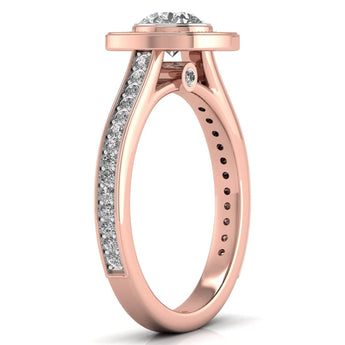 Ivana Jewels Rings 70 Pointers Round Cut Solitaire Diamond Halo Ring