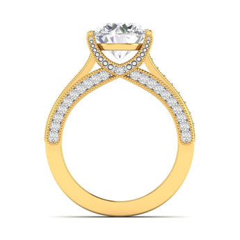 Ivana Jewels Rings Classic Diamond Engagement Ring with Pave Band