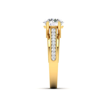 Ivana Jewels Rings Classic Diamond Engagement Ring with Pave Band