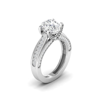 Ivana Jewels Rings Classic Diamond Engagement Ring with Pave Band