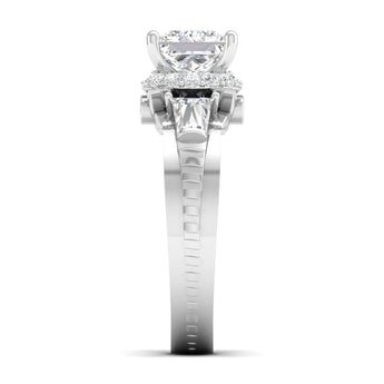 Ivana Jewels Rings Diamond Engagement Ring with Baguette Accents