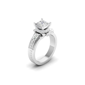 Ivana Jewels Rings Diamond Engagement Ring with Baguette Accents