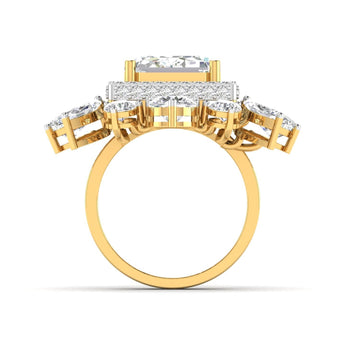 Ivana Jewels Rings Dramatic Emerald Cut Diamond Halo Ring