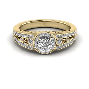 Ivana Jewels Rings Ecstatic Halo Diamond Solitaire Ring