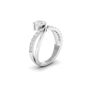 Ivana Jewels Rings Elegant Solitaire Diamond Ring with Twisted Band