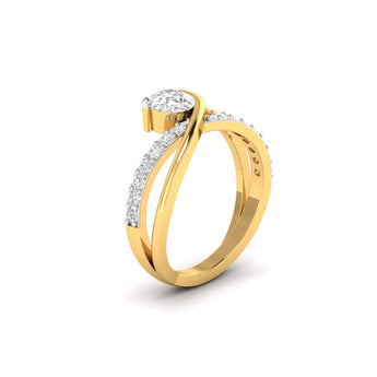 Ivana Jewels Rings Elegant Solitaire Diamond Ring with Twisted Band