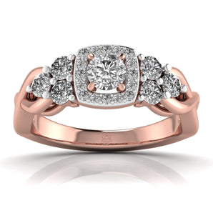 Ivana Jewels Rings Rose Gold / 14KT 0.50 Carat Solitaire Square Halo Diamond Ring